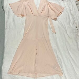 TopShop Peach Pink Batwing Midi Dress with Leg Slit